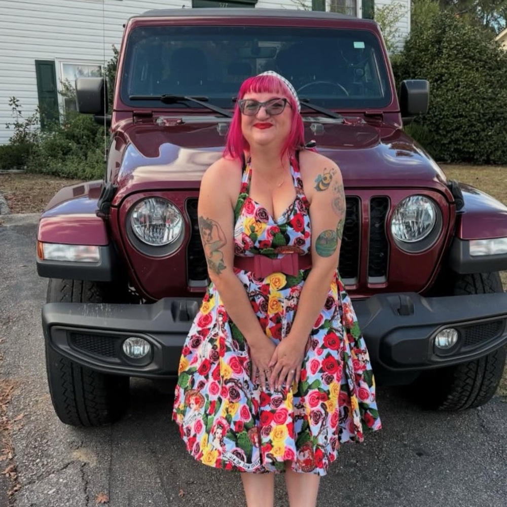Hell Bunny Floral Skull Dress with Red, Yellow and Black Accents L